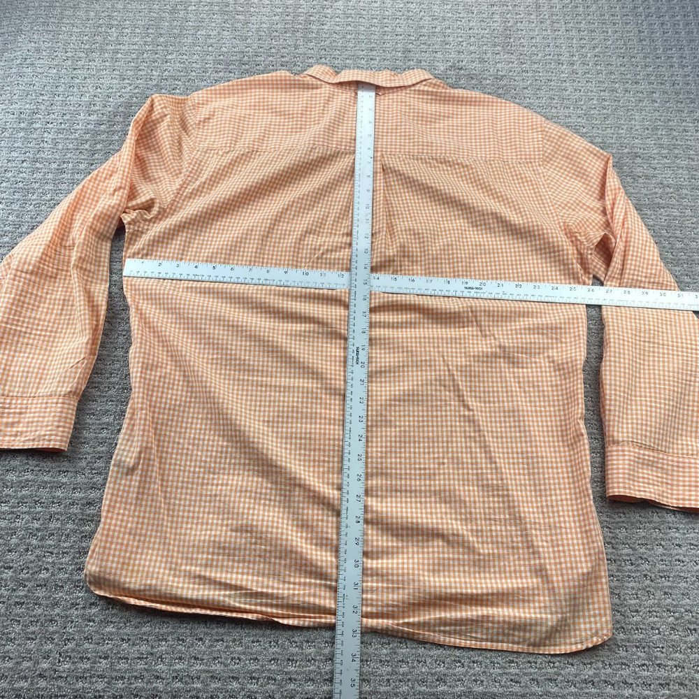 Tommy Hilfiger Shirt Men XXL Orange White Checkered Custom Fit Button Down Polo - Picture 7 of 9